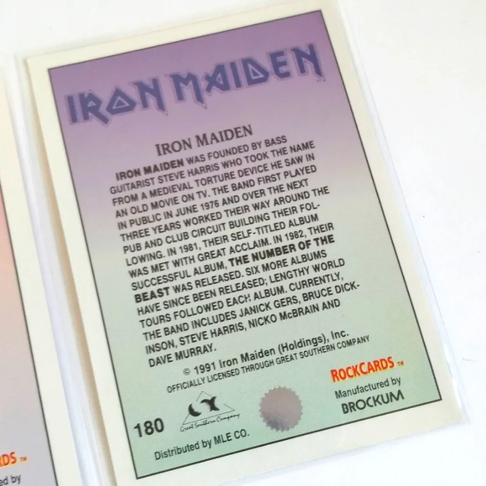 Rare 2x 1991 Iron Maiden Trading Vintage Collectors Cards Set of 2
